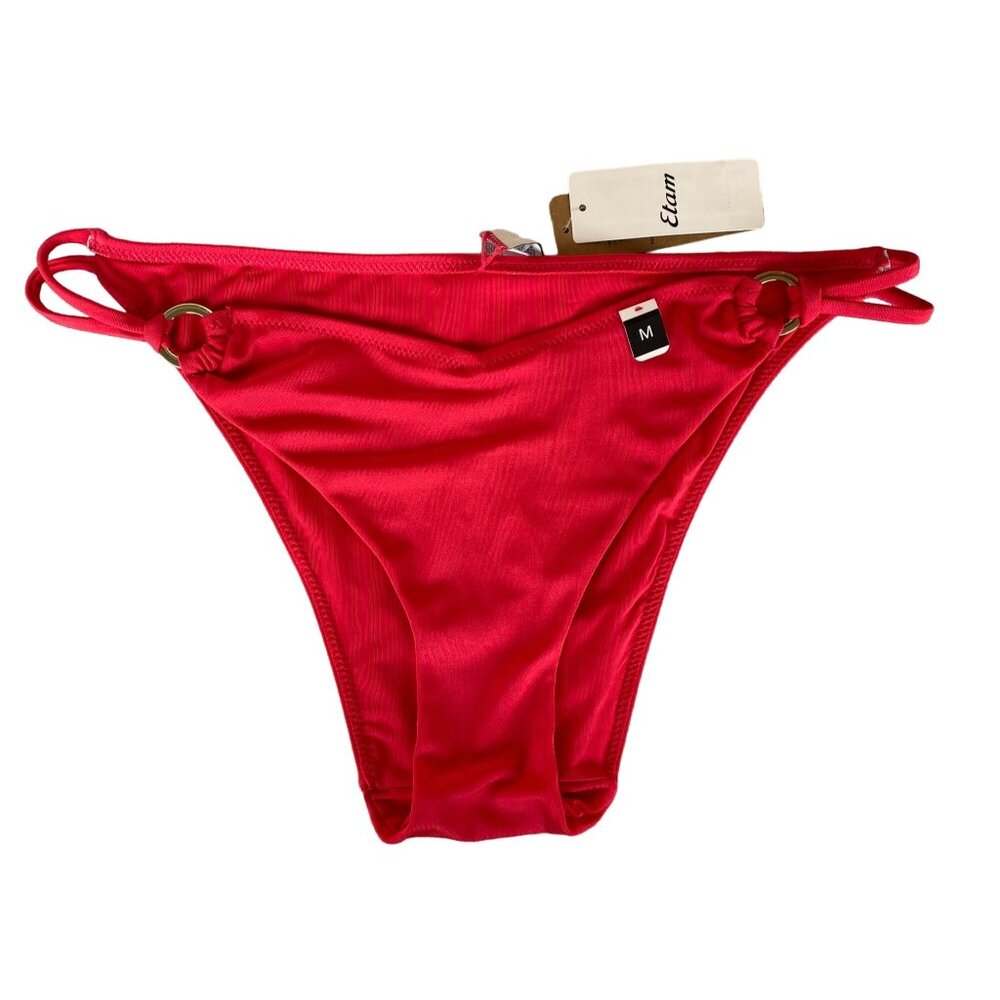Etam Taleza Standard Cosmopolitan Red Bikini Swimsuit Bottoms Sz M Women's Swim
